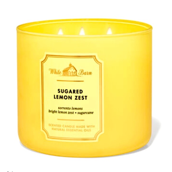 👑 NEW SUGARED LEMON ZEST THREE WICK CANDLE, WHITE BARN! - Picture 1 of 1